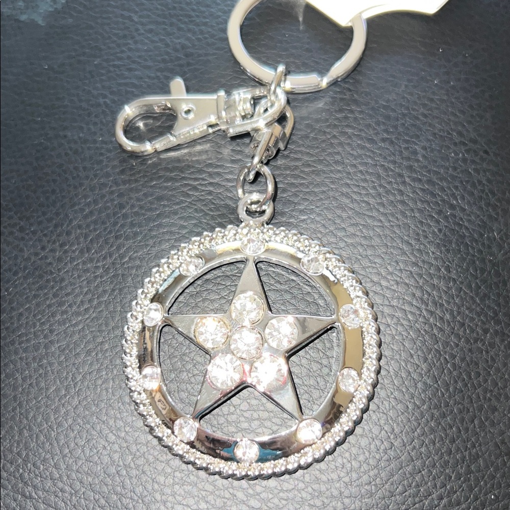 Silver Star Keychain with Crystals